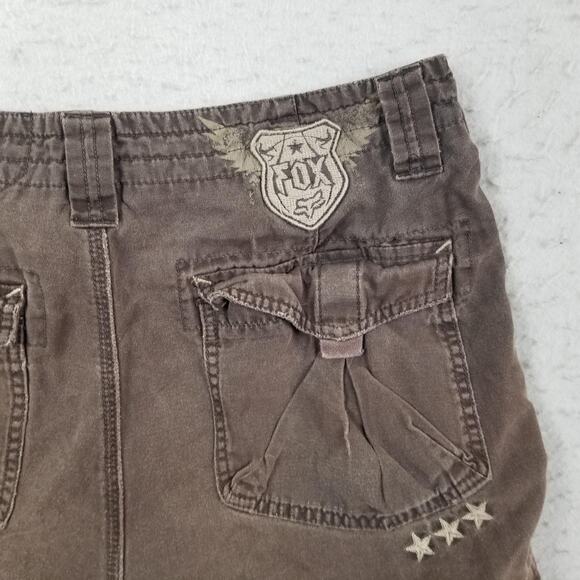 Fox Racing Shorts Mens 34 Brown Cargo Utility Pocket Cotton Embroidered Logo - Picture 9 of 16